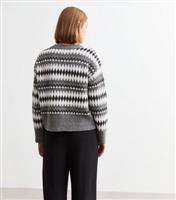 Women's Grey Christmas Pattern Knit Long Sleeve Jumper New Look