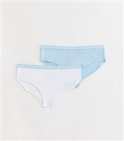 Girls' Pack of 2 Pale Blue 'Love' Slogan Briefs New Look
