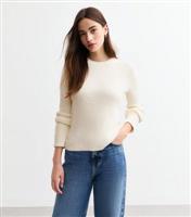 Women's Off White Ribbed Fluffy Long Sleeve Jumper New Look