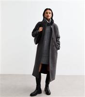 Women's Grey Cable Roll Neck Knit Mini Dress New Look