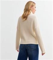 Women's Off White Fluffy Rib Knit Roll Neck Jumper New Look