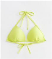 Women's Lime Green Moulded-Cup Triangle Bikini Top New Look