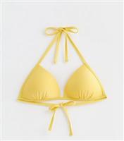 Women's Yellow Moulded-Cup Triangle Bikini Top New Look