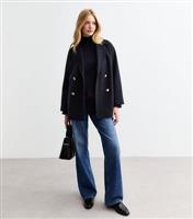 Women's Navy High Neck Knitted Jumper New Look