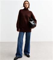 Women's Burgundy High Neck Knitted Jumper New Look