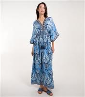Women's Blue Paisley Print Embroidered Kimono Maxi Dress Blue Vanilla New Look