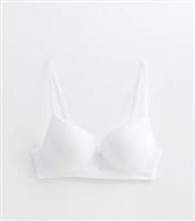 Women's White Seamless Rib Underwired Boost Bra New Look
