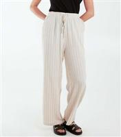 Women's Stone Stripe Wide Leg Trousers Blue Vanilla New Look