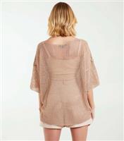 Women's Gold Crochet Short Sleeve Top Blue Vanilla New Look