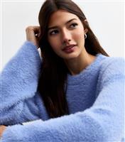 Women's Light Blue Fluffy Jumper New Look