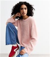 Women's Pink Fluffy Jumper New Look