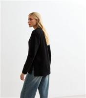 Women's Black Side Slit Jumper New Look