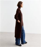 Women's Burgundy Open Front Midi Cardigan New Look