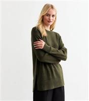 Women's Tall Khaki Side Slit Jumper New Look