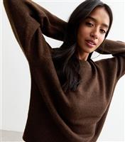 Women's Petite Brown Soft Knit Crew Neck Jumper New Look
