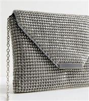 Silver Diamant Clutch Bag New Look