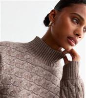 Women's Mink Cable Knit Cropped Jumper New Look