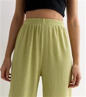 Women's Light Green Crinkle Wide Leg Trousers Gini London New Look