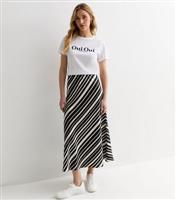 Women's Mono Stripe Bias Midi Skirt Gini London New Look