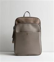 Pale Grey Laptop Backpack School New Look