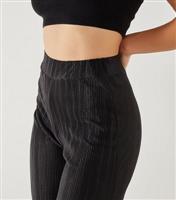 Women's Black Pliss Trousers Pink Vanilla New Look