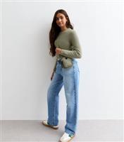 Girls' Olive Teddy Cropped Jumper New Look