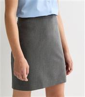 Girls' Grey Adjustable Waist School Skirt New Look