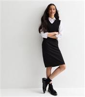 Girls' Black Adjustable Waist Pencil School Skirt New Look