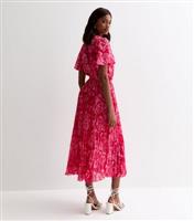 Women's Pink Floral Wrap Midi Dress Gini London New Look