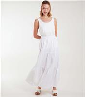 Women's White Broderie Cotton Maxi Skirt Blue Vanilla New Look