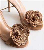 Women's Karla Brown Padded Woven Flower Heeled Sandals Public Desire New Look