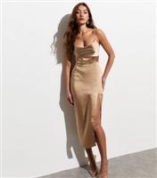 Women's Gold Corset Midi Slip Dress New Look