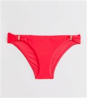 Women's Red Metal Trim Tanga Bikini Bottoms New Look
