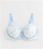 Women's Plus Size White Daisy-Floral Embroidered Non-Padded Bra Curves New Look