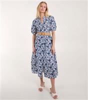 Women's Navy Paisley Print Belted Midi Dress Blue Vanilla New Look