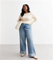 Women's Plus Size Off White Crew-Neck Jumper Curves New Look