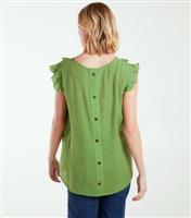 Women's Light Green Frill Button Back Top Blue Vanilla New Look