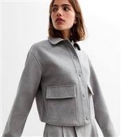 Women's Grey Cropped Shacket New Look