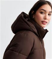 Women's Brown Cropped Puffer Coat New Look