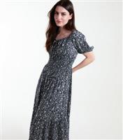 Women's Navy Ditsy Puff Sleeve Maxi Dress Blue Vanilla New Look