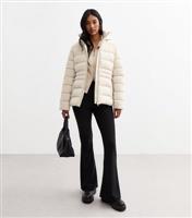 Women's Off White Hooded Puffer Jacket New Look