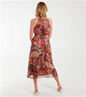 Women's Orange Paisley Print Halter Midi Dress Blue Vanilla New Look