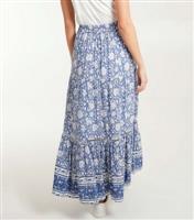 Women's Blue Floral Tiered Midi Skirt Blue Vanilla New Look