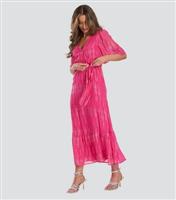 Women's Pink Metallic Wrap Midi Dress Finding Friday New Look