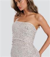 Women's Silver Sequin Strapless Dress Finding Friday New Look