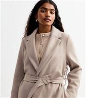 Women's Petite Cream Tailored Unlined Longline Belted Coat New Look