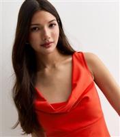 Women's Red Cowl Neck Ruched Side Midi Dress New Look