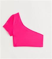 Women's Neon Pink One-Shoulder Bikini Top Gini London New Look