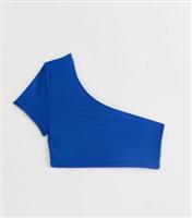 Women's Blue One-Shoulder Bikini Top Gini London New Look