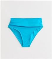 Women's Blue High-Waisted Bikini Bottoms Gini London New Look